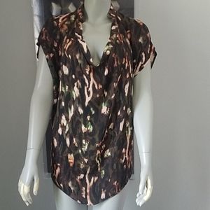 Haute Hippie Drapey Silk U Neck Blouse SzS